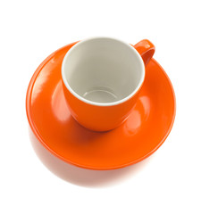 empty ceramic cup on white
