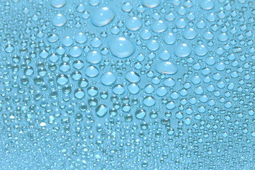 Blue water drops background