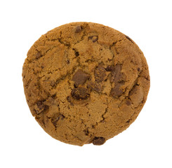 Gourmet milk chocolate chip cookie on a white background.