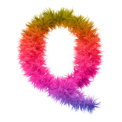 Conceptual 3D abstract colorful hair or fur isolated