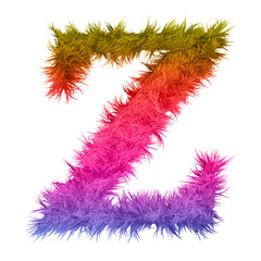 Conceptual 3D abstract colorful hair or fur isolated