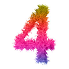 Conceptual 3D abstract colorful hair or fur isolated