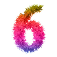 Conceptual 3D abstract colorful hair or fur isolated