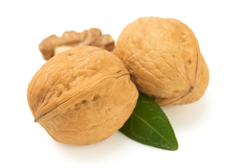 walnuts on white background