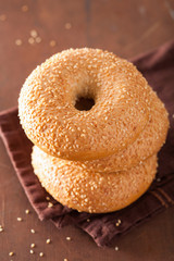 fresh sesame bagel for breakfast
