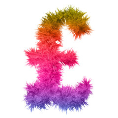 Conceptual 3D abstract colorful hair or fur isolated