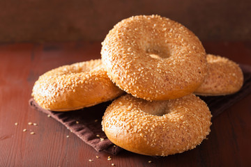 fresh sesame bagel for breakfast