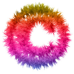 Conceptual 3D abstract colorful hair or fur isolated