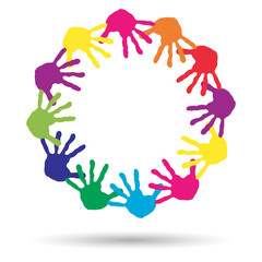 Conceptual children painted hand print isolated