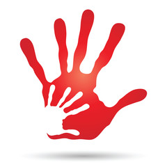 Obraz premium Conceptual mother and child hand print isolated