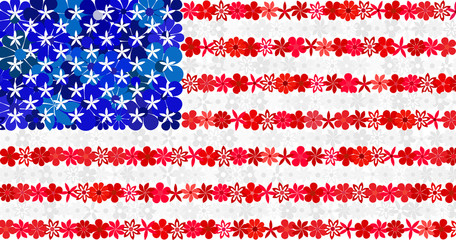 Floral mosaic flag of the USA