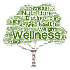 Conceptual health or diet tree word cloud