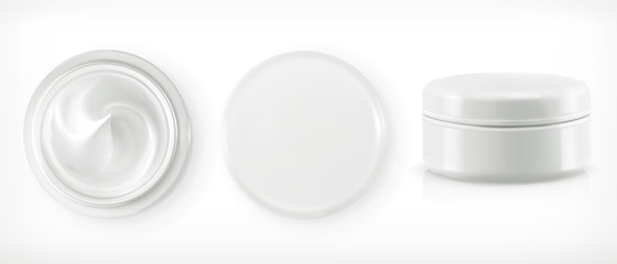 Round packaging of cream, vector object