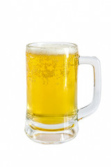 Frosty glass of light beer on a white background