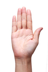 hand sign stop isolated on white background.