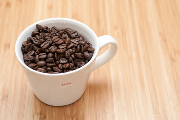 coffee beans in a mug