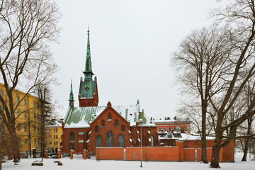 German Church designed by Harald Bosse and C.J. von Heideken. It is popular with people of Helsinki for weddings