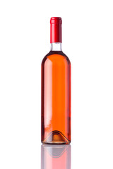 Bottle Rose Wine on White Background
