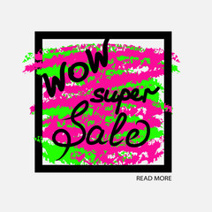 Sale banner. Hand drawn letters. Abstract colorful background. Sale Text. Sale Background for your promotional brochure or booklet, posters, advertising shopping flyers, discount banners