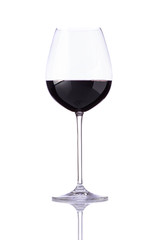 Glass Dark Red Wine on White Background