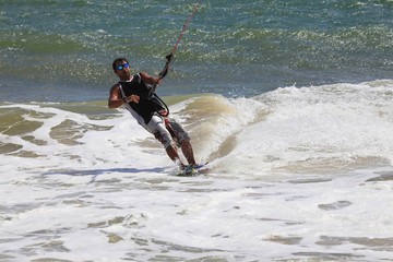 Kitesurfer in action