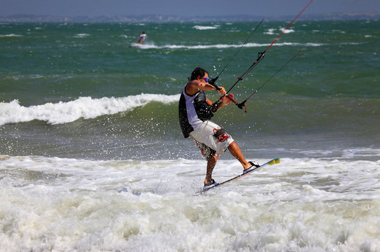 Kitesurfer in action