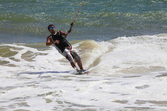 Kitesurfer in action