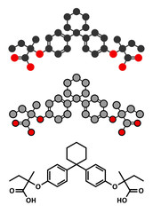 Clinofibrate hyperlipidemia drug molecule (fibrate class).