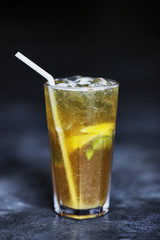 fresh lemon and lime ice tea with honey
