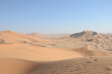 Fototapeta na wymiar Sand dunes and foot print Oman desert