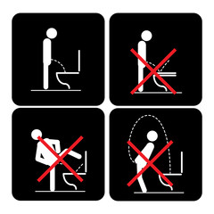 Toilet rules stickers set