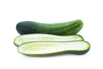 Cucumber and slices isolated over white background