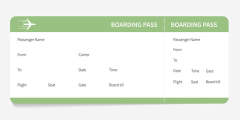 green boarding pass  - obrazy, fototapety, plakaty
