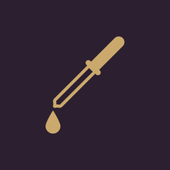 The pipette icon. Dropper and eyedropper, analysis, chemistry symbol. Flat