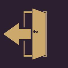 The exit icon. Logout and output, outlet, out symbol. Flat