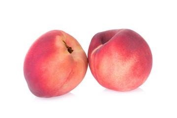 Ripe peach fruit isolated on white background