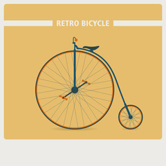 Retro style illustration of old vintage bicycle. Vector illustration.