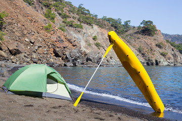 Camping on the beach.