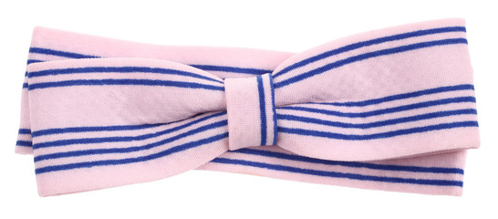 Hair bow tie pink with blue stripes