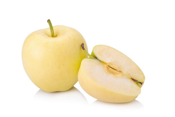 Naklejka na ściany i meble ripe yellow apple isolated on white