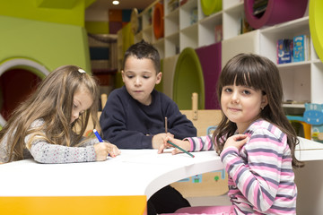 Children drawing at playroom