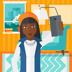 Woman making selfie.