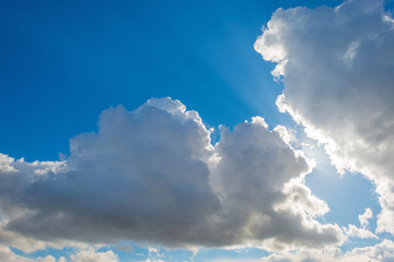 Clouds in a blue sky in winter