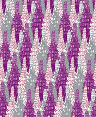 Flower seamless pattern with lupines. 