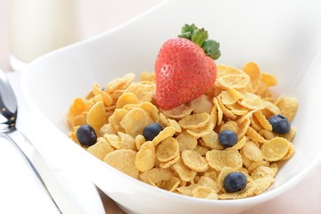 cereal with strawberry and blueberry