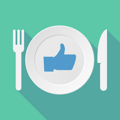 Long shadow tableware illustration with a thumb up hand