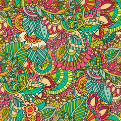 Abstract vector decorative ethnic floral colorful seamless patte