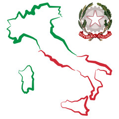 Mapa Włoch z godłem 