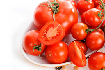 Tomatoes. Cherry tomatoes. Cocktail tomatoes isolated on white background
