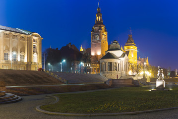 Nocna panorama tarasów widokowych w Szczecinie © Mike Mareen